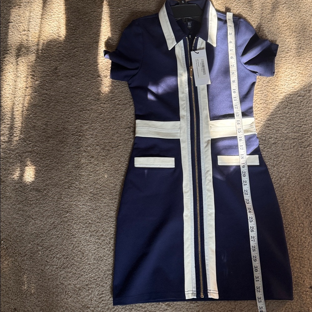 FLASH SALE ! KAREN MILLEN 🔥 Contrast Tipped Zip Through Ponte Dress - Picture 7 of 9